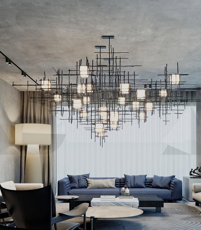 Gridline Luxe – Modern Metal Chandelier