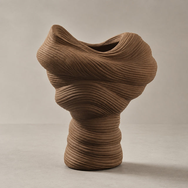 Textured brown vase