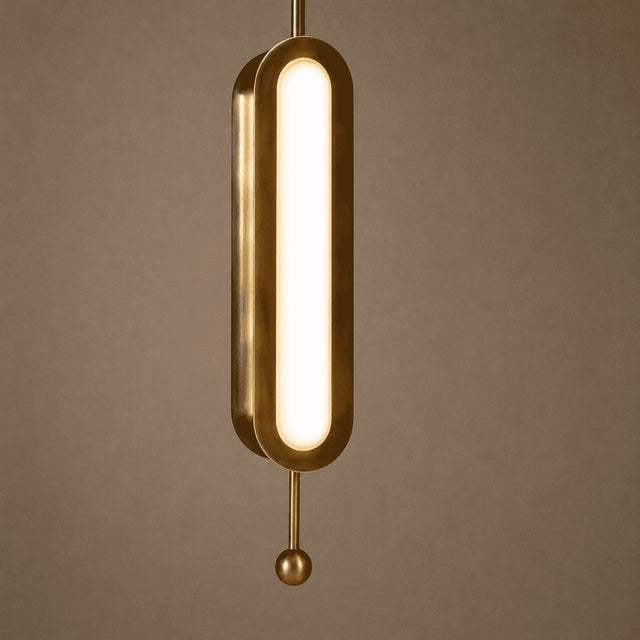 Gold pendant light with a neutral background