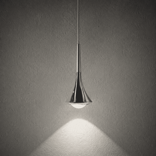 Pendant light fixture casting a shadow on a plain wall