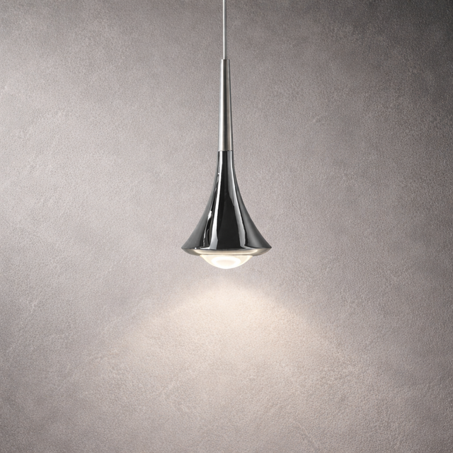 Modern pendant light fixture on a gray background